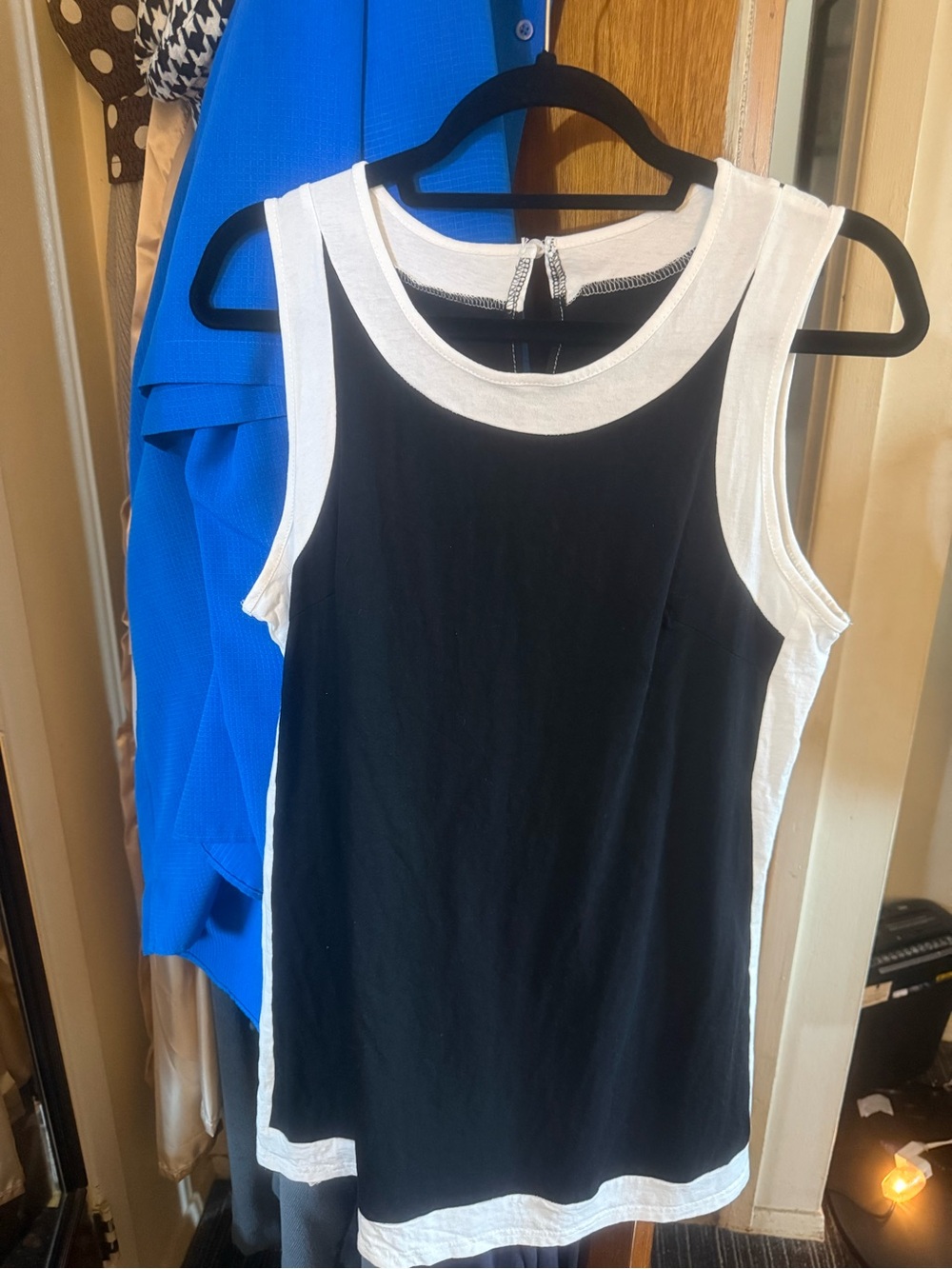 Sleeveless Black & White Tank Top with matching shorts - Classic Contrast